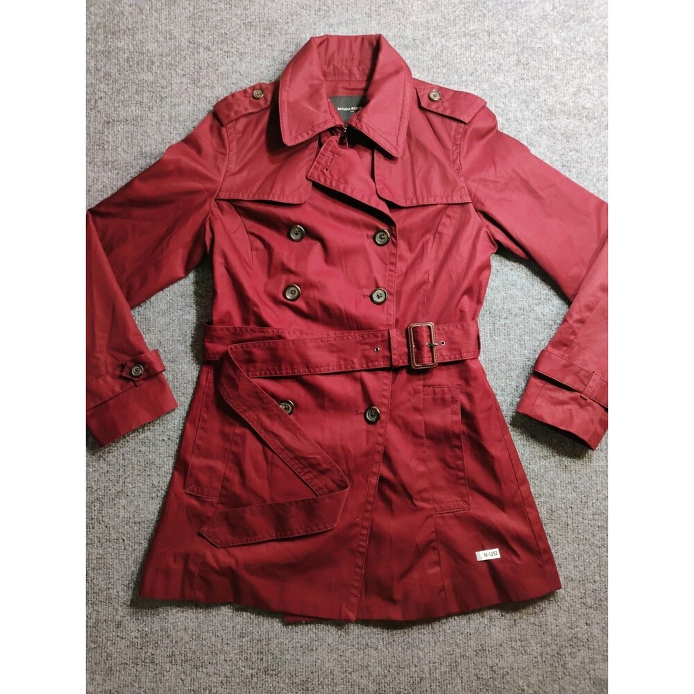 Banana Republic Women's Trench Coat Small Burgundy Red Belted Double Breasted